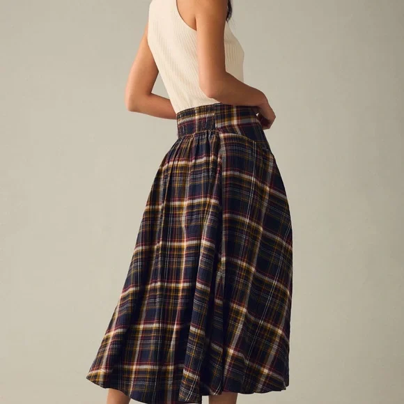 NWT Anthropologie-Pilcro Structured Godet Skirt in Navy - Picture 5 of 11
